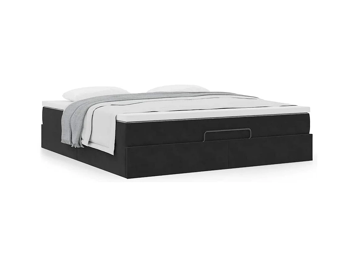 Estructura de cama otomana con colchón negro 180x200cm