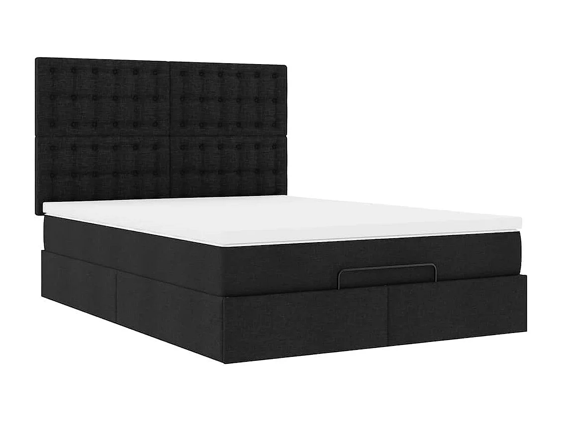 Ottoman bed met matras en LED's 140x200cm stof zwart