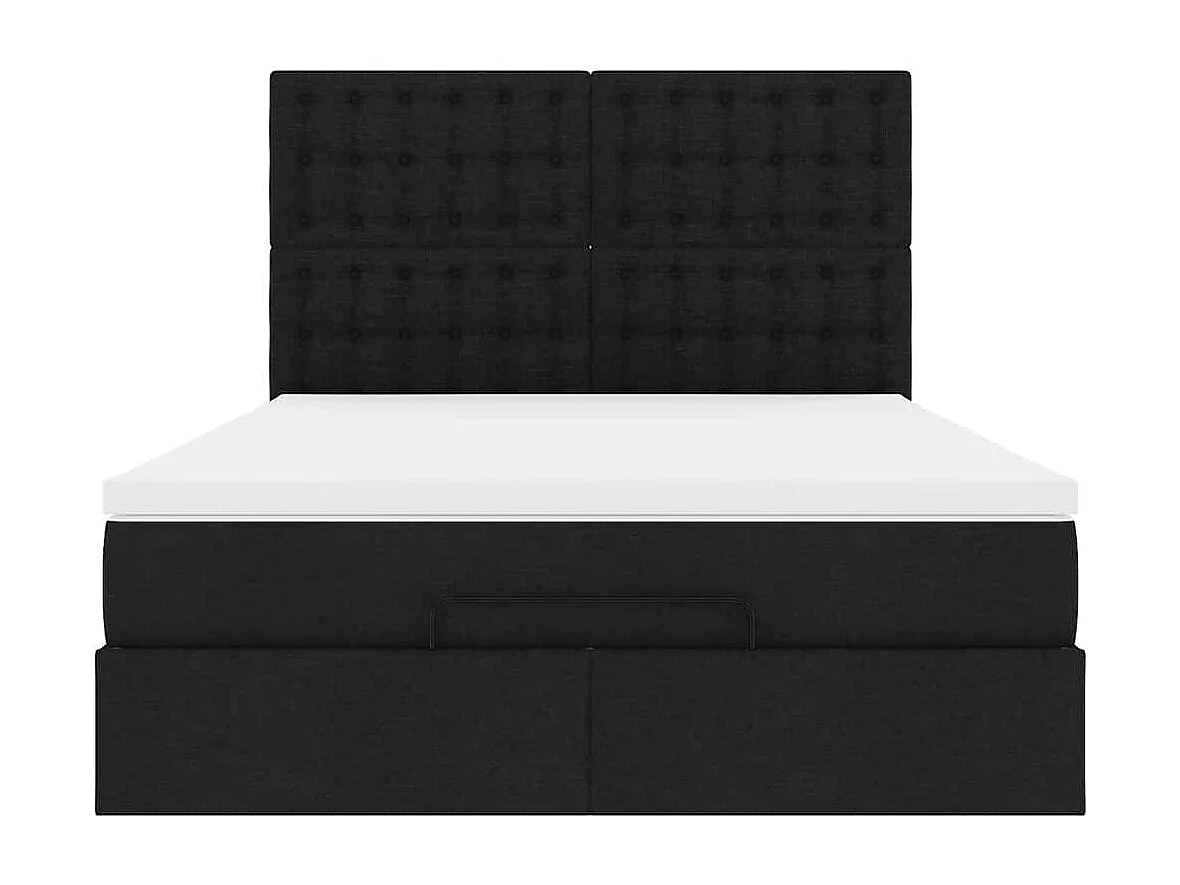 Ottoman bed met matras en LED's 140x200cm stof zwart
