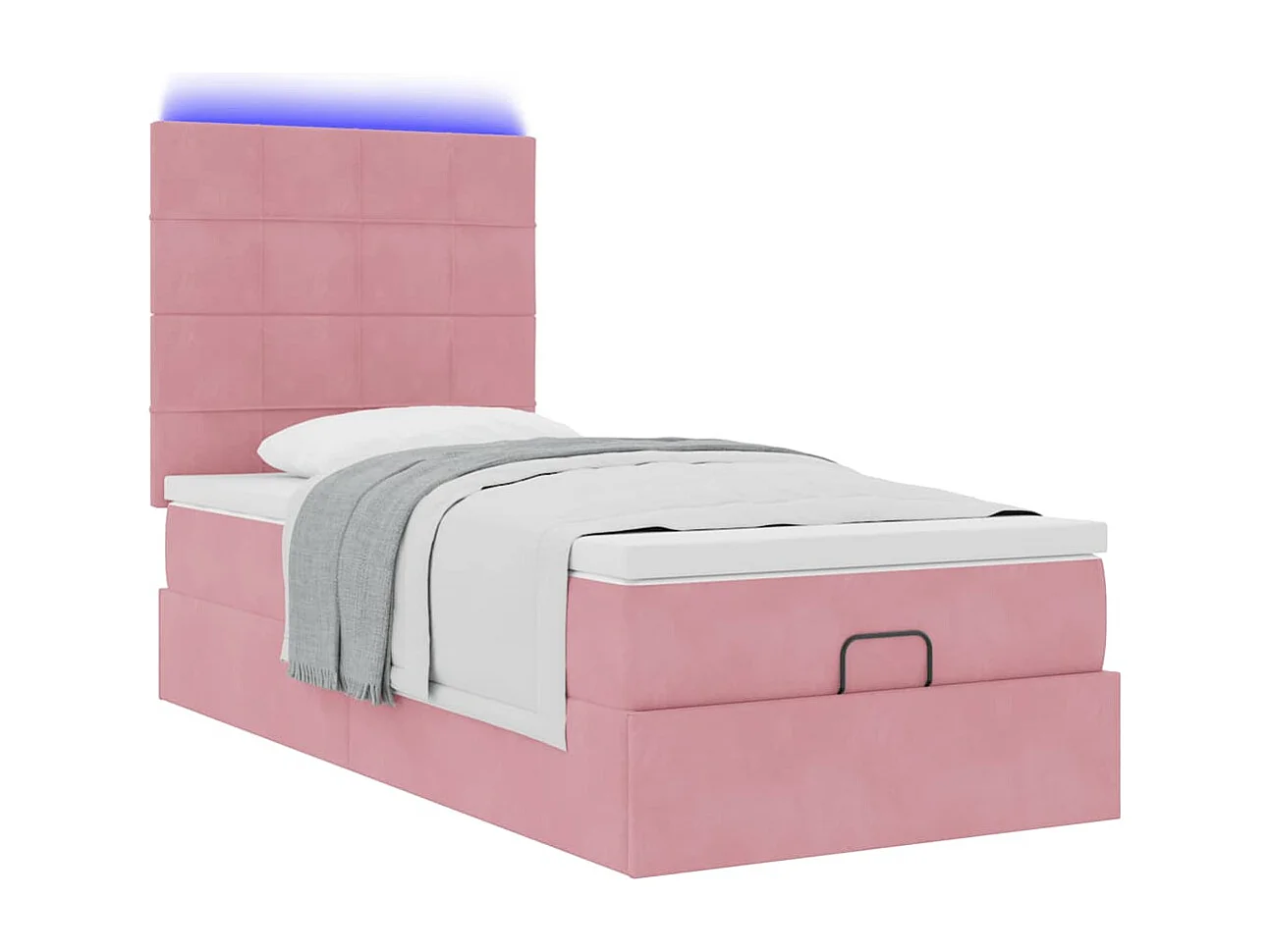 Cadre de lit ottoman avec matelas rose 100x200 cm velours