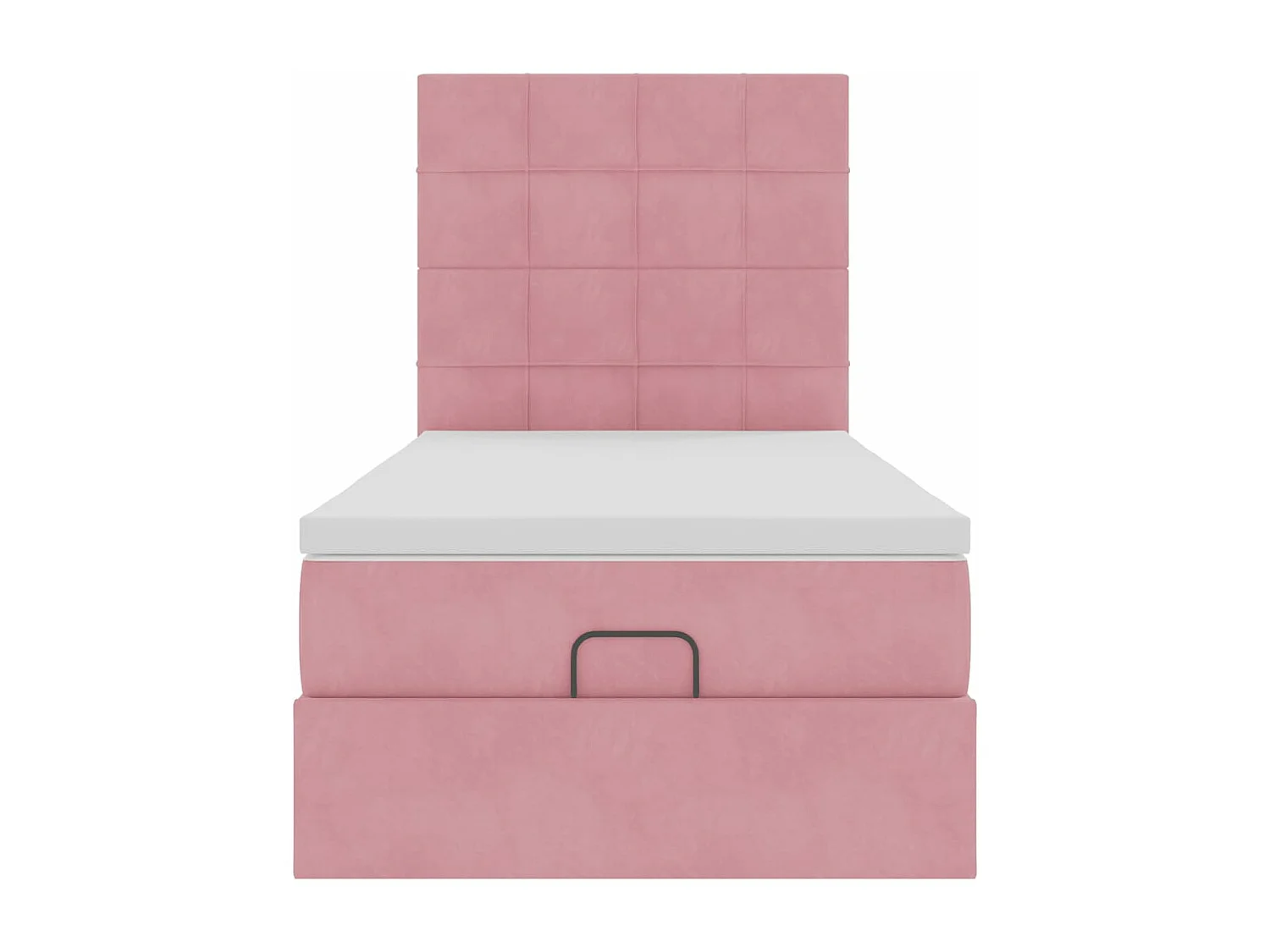 Cadre de lit ottoman avec matelas rose 100x200 cm velours