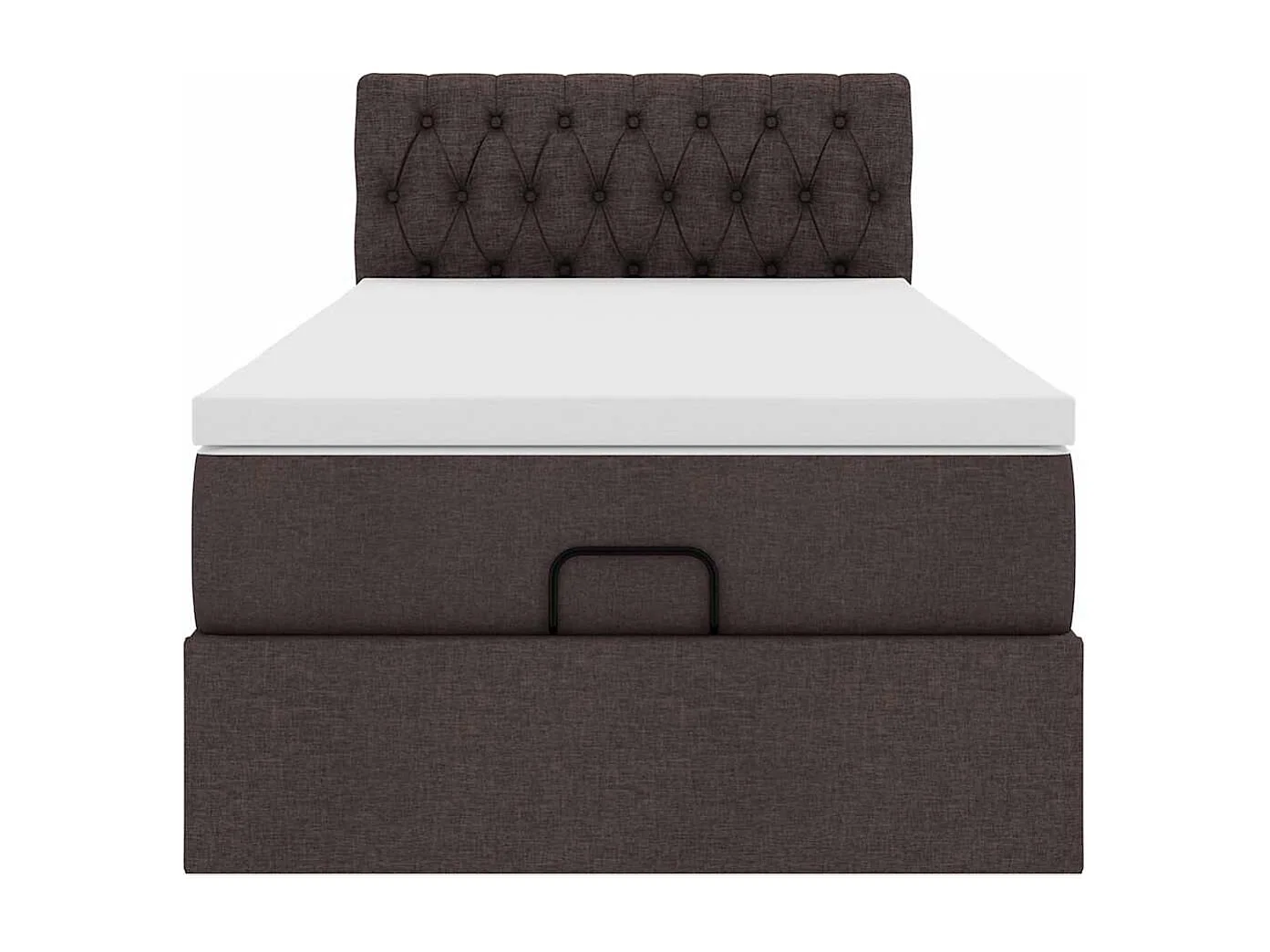 Estrutura cama otomana colchão 90x200 cm tecido castanho escuro