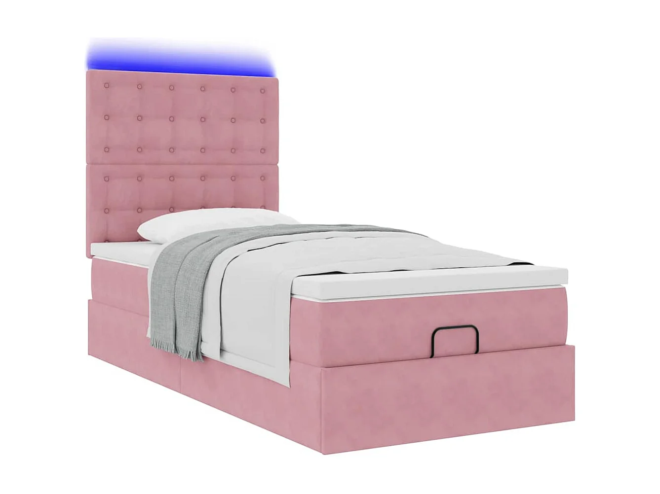Cadre de lit ottoman avec matelas rose 100x200 cm velours