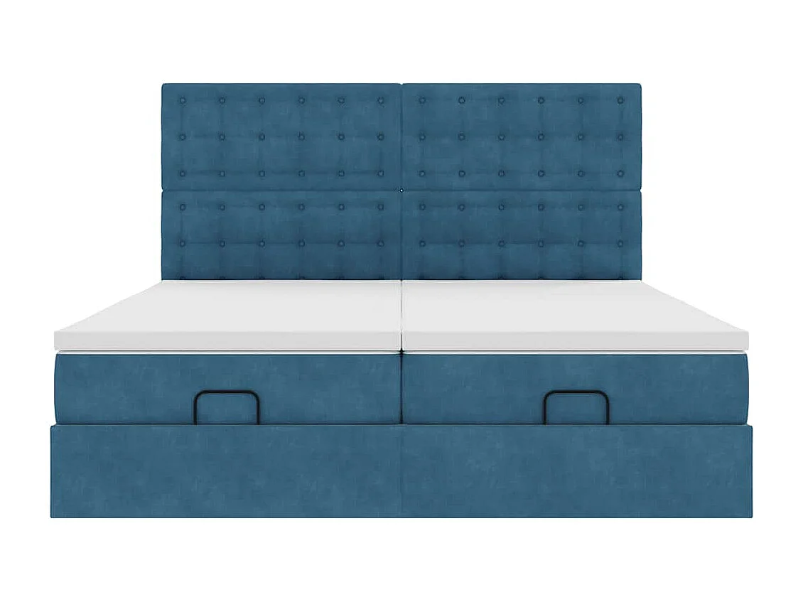 Cadre de lit ottoman avec matelas bleu foncé 200x200 cm velours
