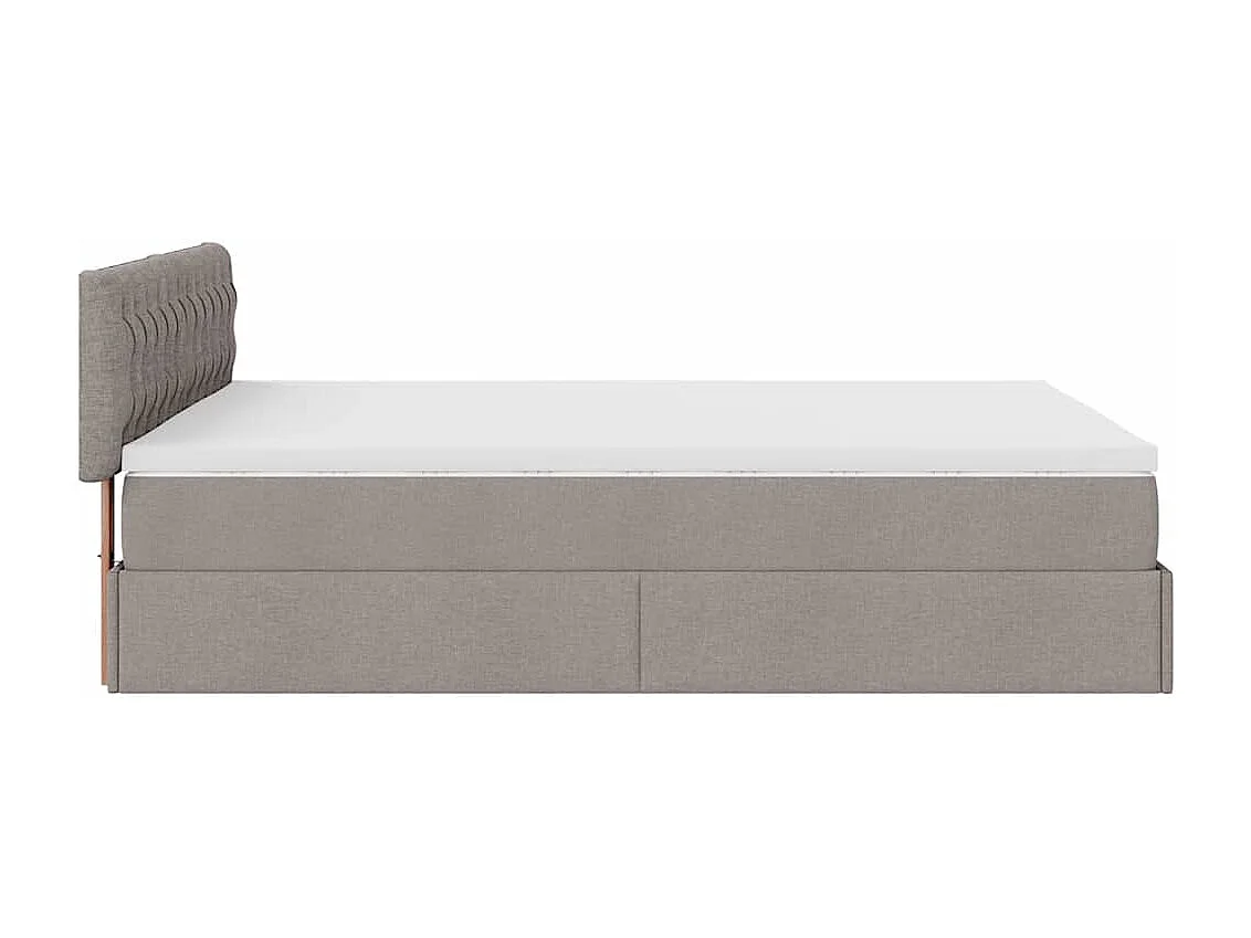 Cadre de lit ottoman avec matelas taupe 140x200 cm tissu