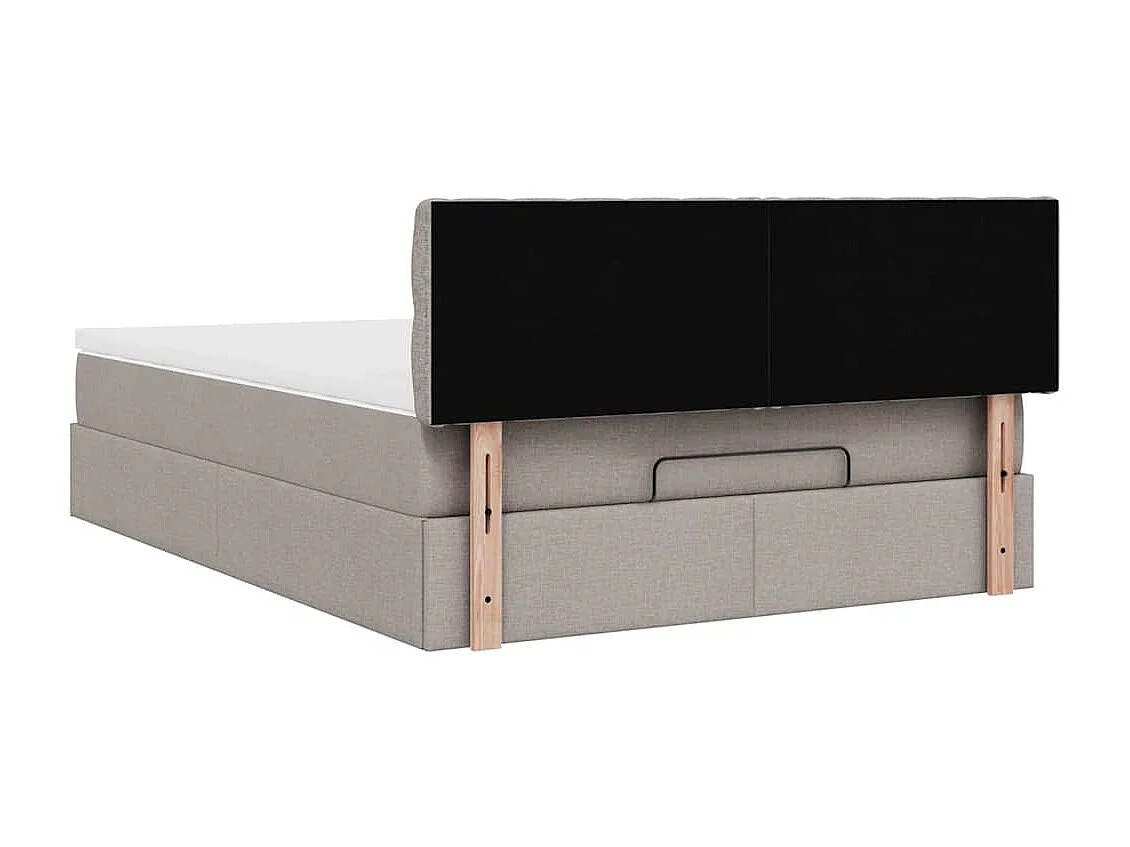Cadre de lit ottoman avec matelas taupe 140x200 cm tissu