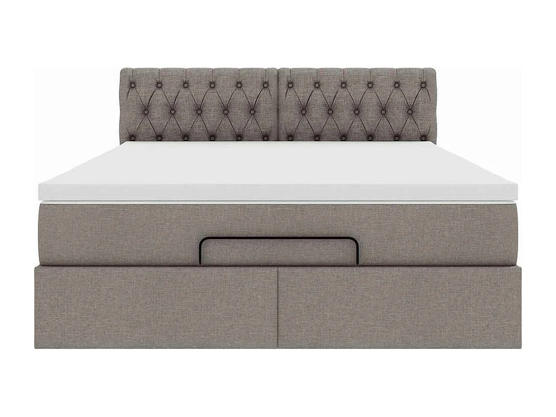Estrutura de cama otomana com colchão tecido cinzento 140x200cm