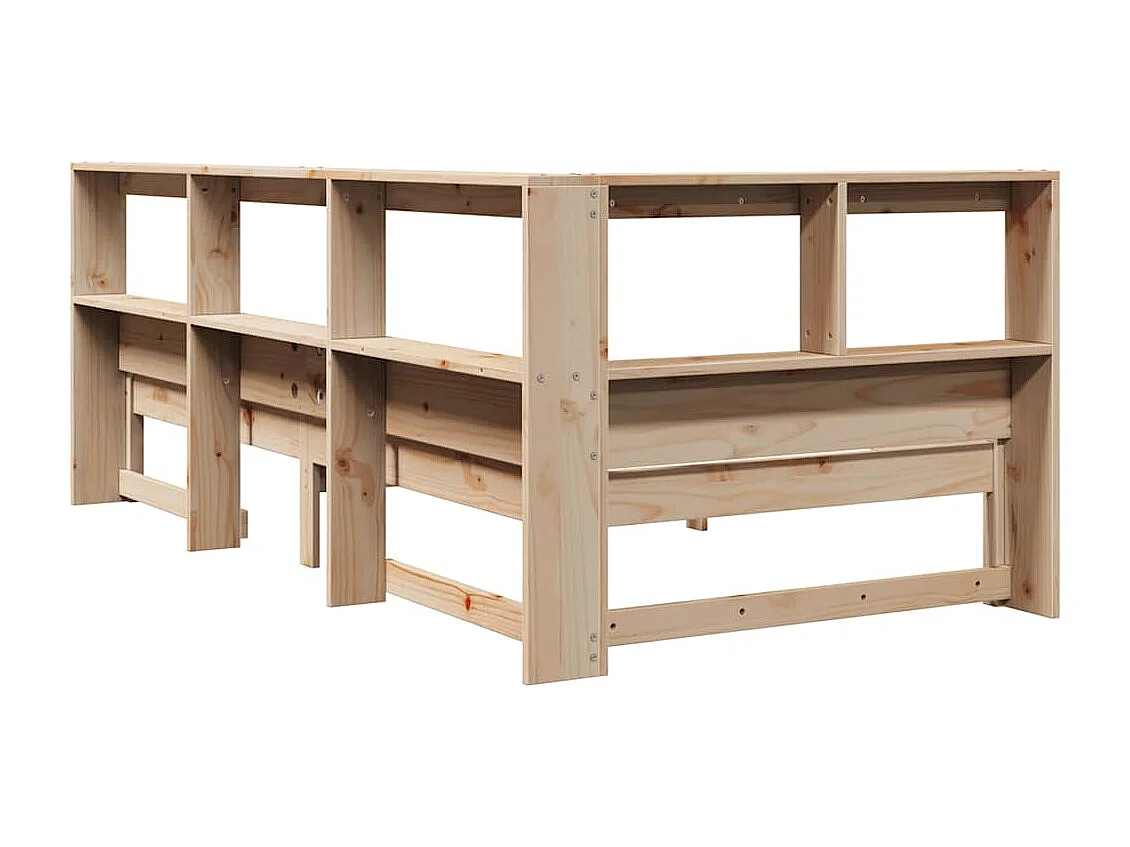 Cama con estantería sin colchón madera maciza de pino 100x200cm