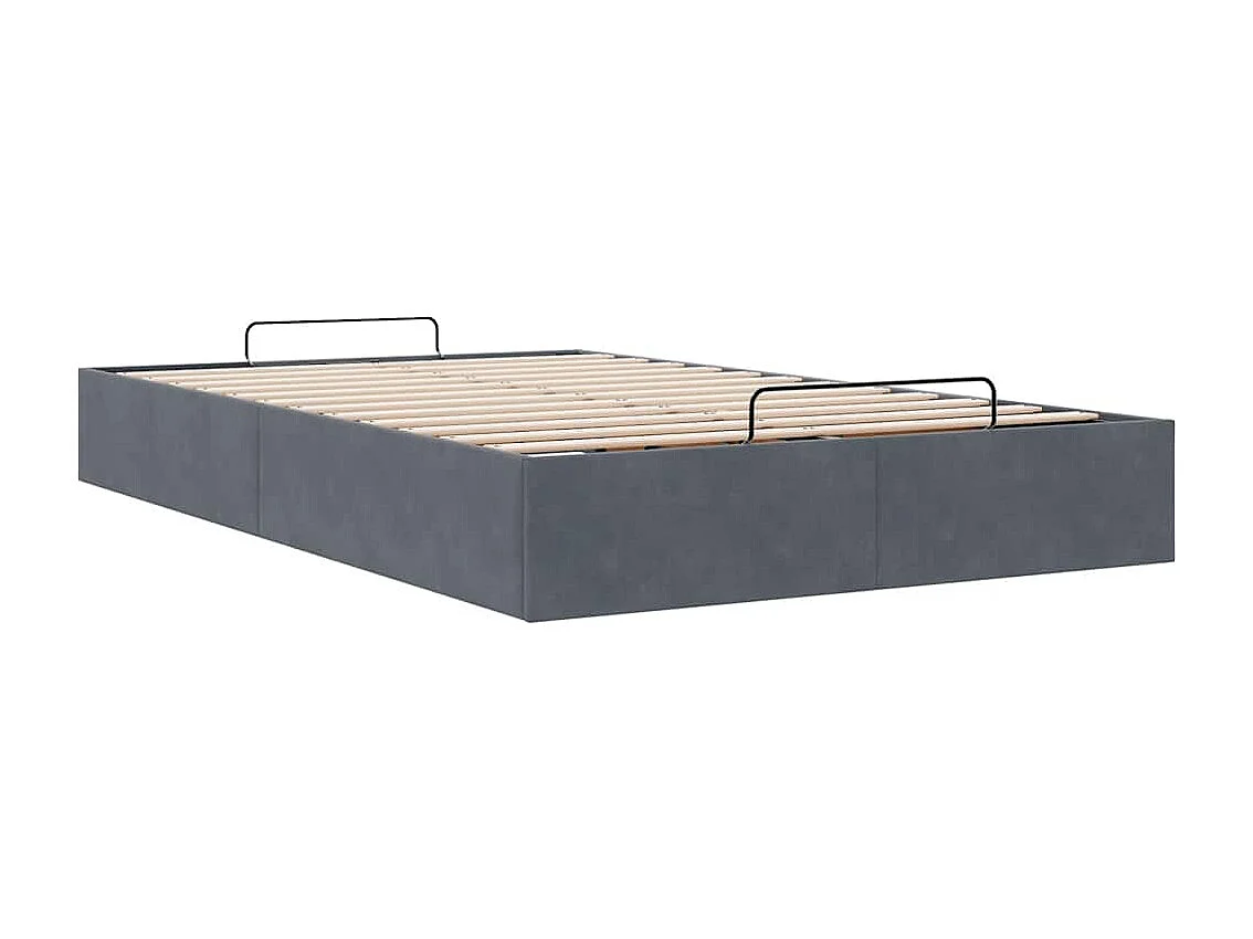 Cadre de lit ottoman sans matelas gris foncé 120x200 cm velours