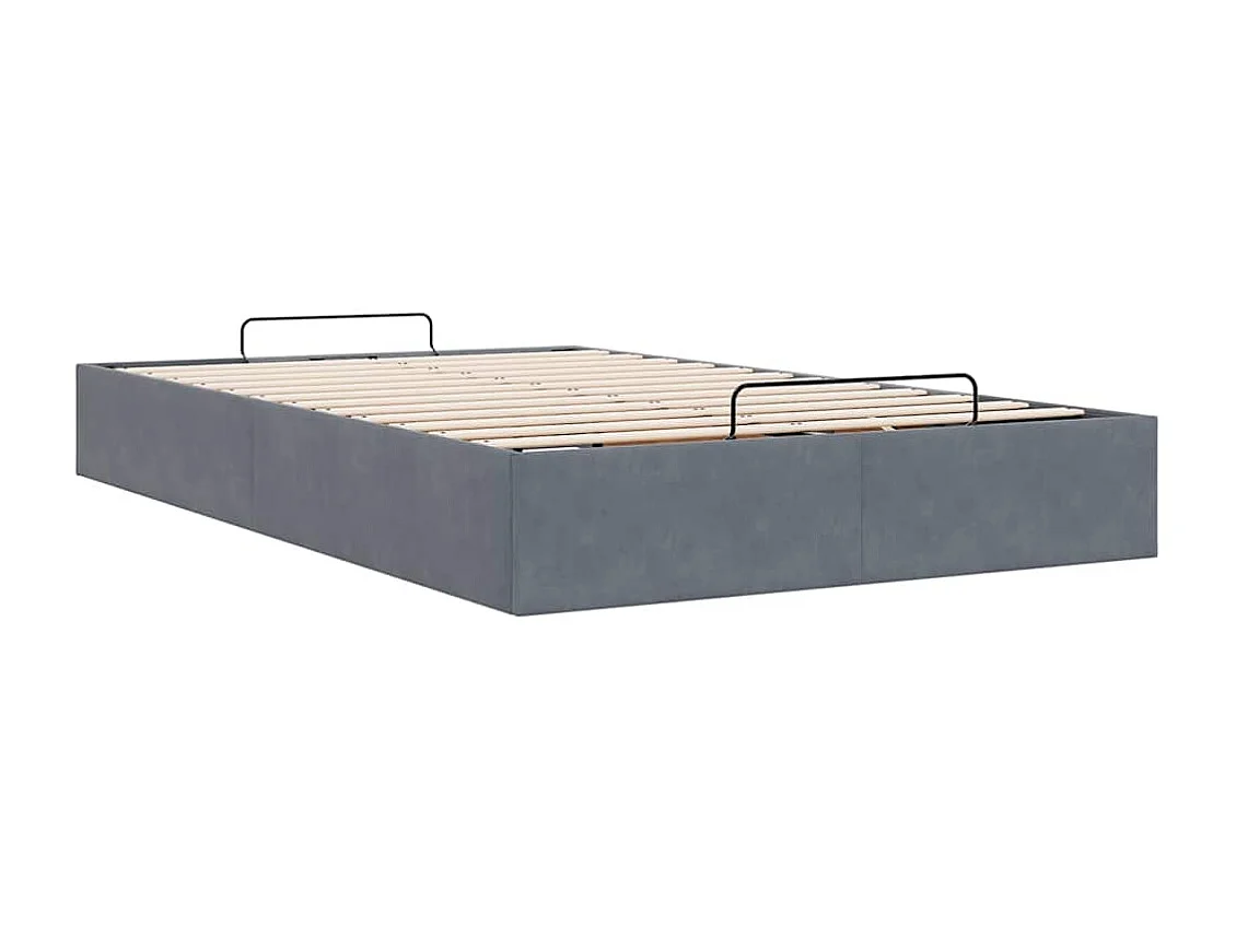 Cadre de lit ottoman sans matelas gris foncé 120x200 cm velours