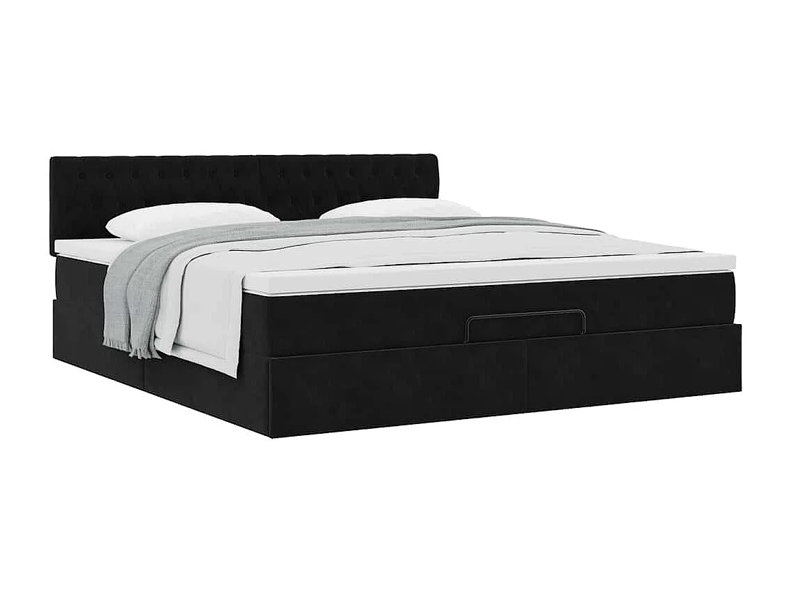 Ottoman bed met matras 180x200cm fluweel zwart