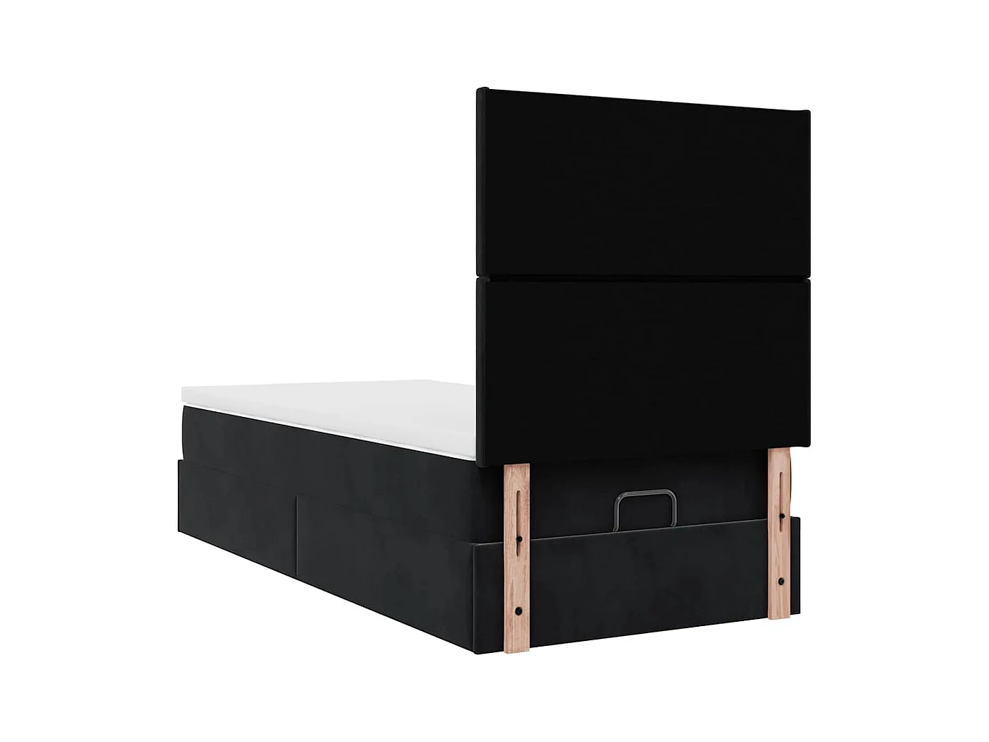 Cadre de lit ottoman avec matelas noir 90x190 cm velours