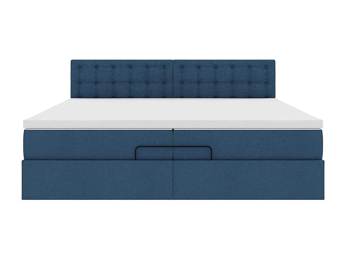 Cadre de lit ottoman avec matelas bleu 200x200cm tissu
