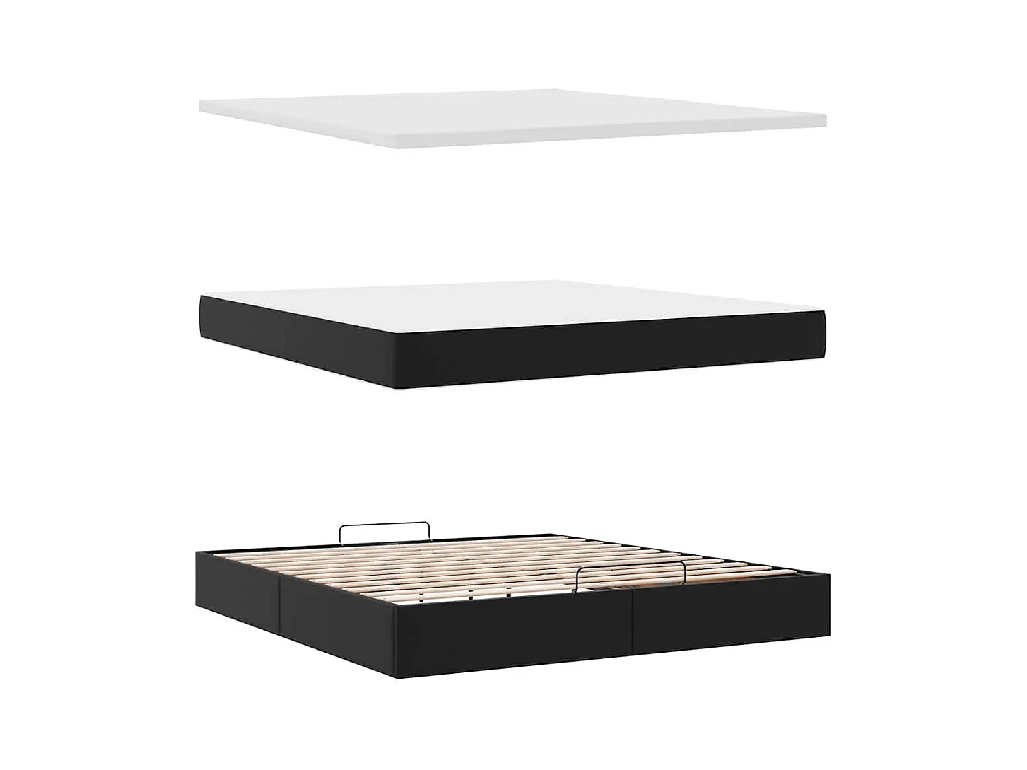 Estrutura de cama otomana com colchão 180x200 cm preta