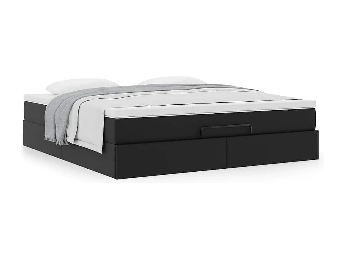 Cadre de lit ottoman avec matelas noir 180x200 cm similicuir