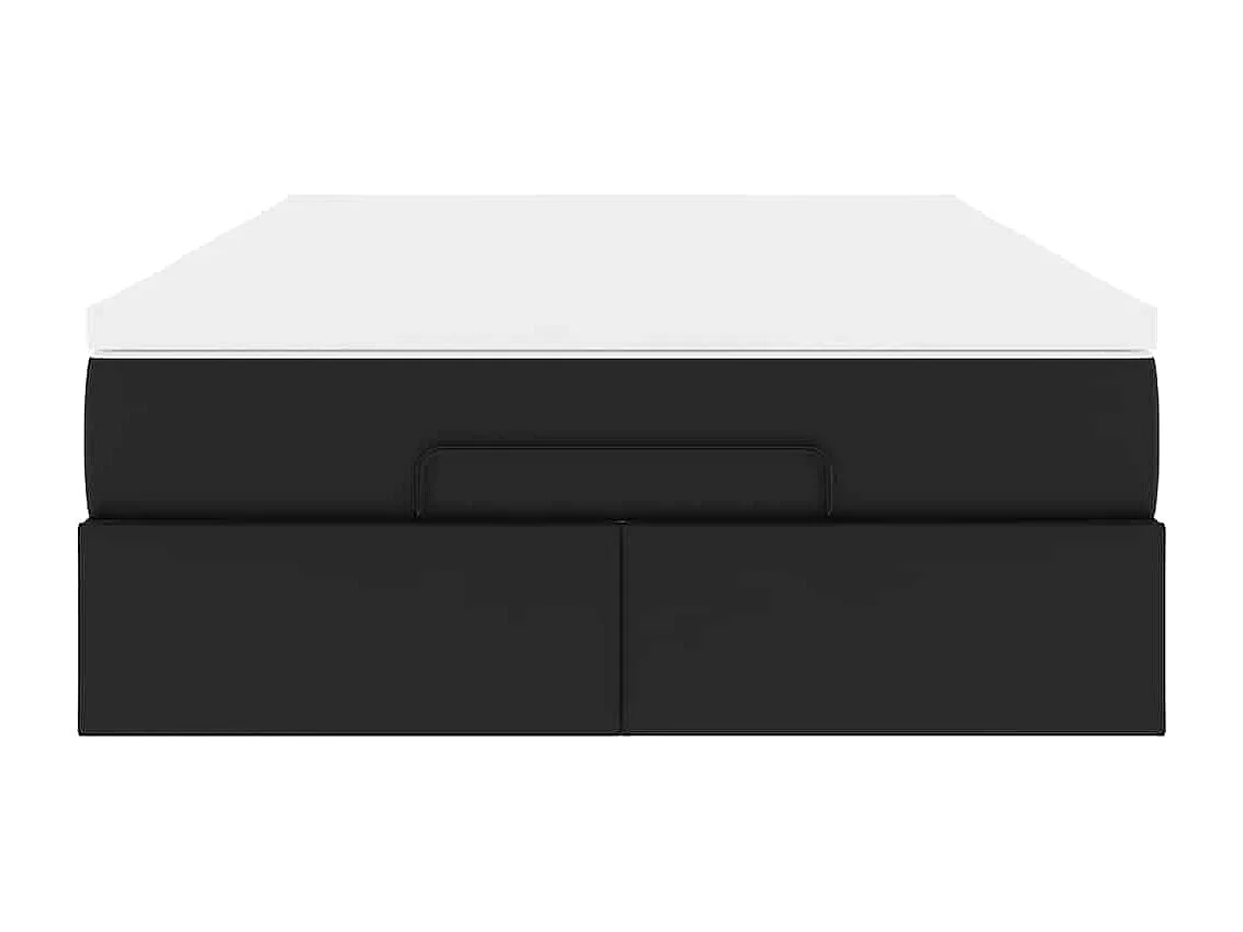 Cadre de lit ottoman avec matelas noir 180x200 cm similicuir