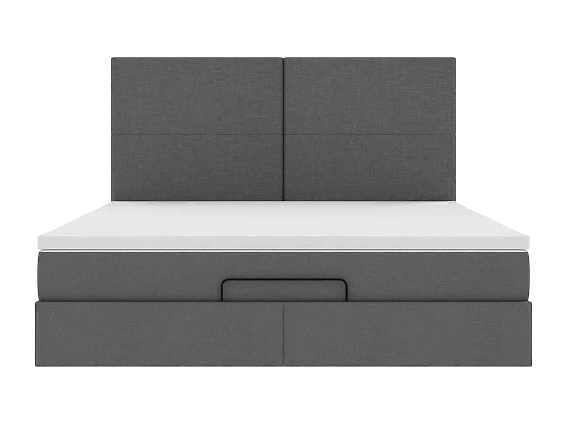 Cadre de lit ottoman avec matelas gris foncé 160x200cm tissu