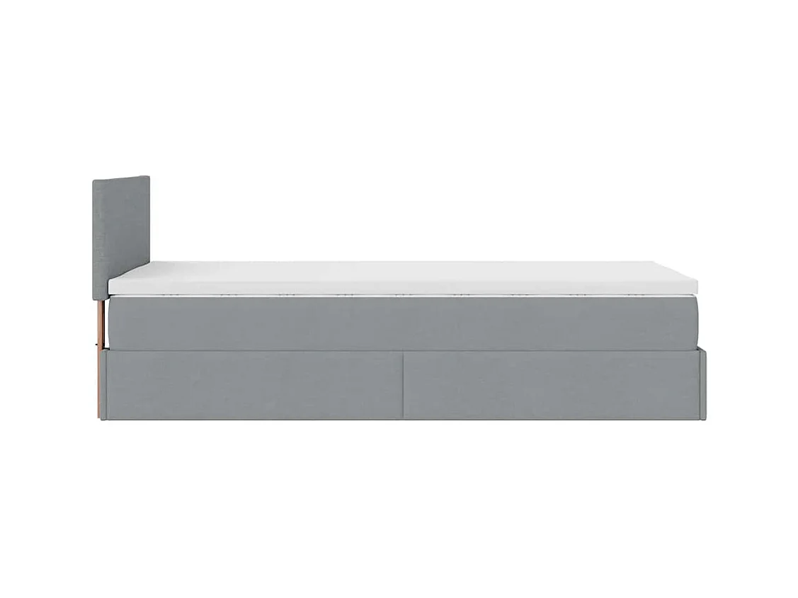 Cadre de lit ottoman avec matelas gris clair 80x200 cm tissu