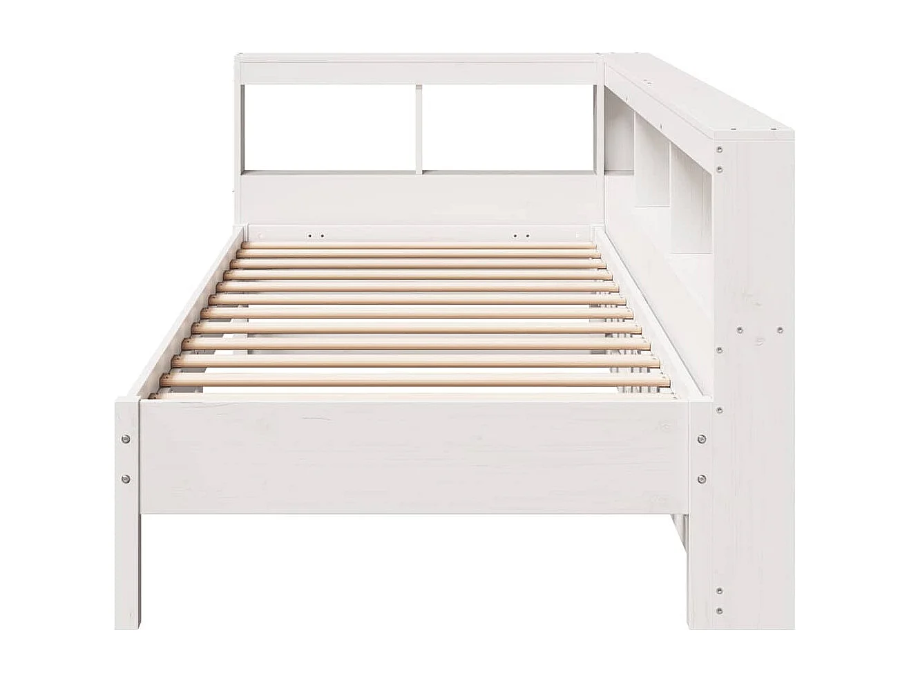 Lit bibliothèque sans matelas blanc 90x190cm bois de pin massif