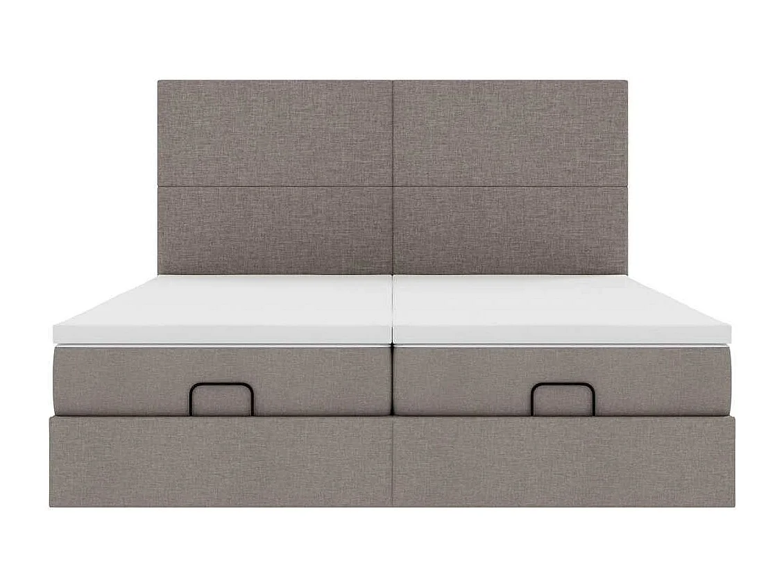 Cadre de lit ottoman avec matelas taupe 200x200cm tissu