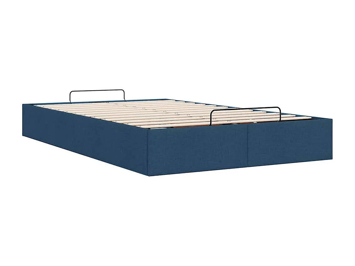 Cadre de lit ottoman sans matelas bleu 120x200 cm tissu