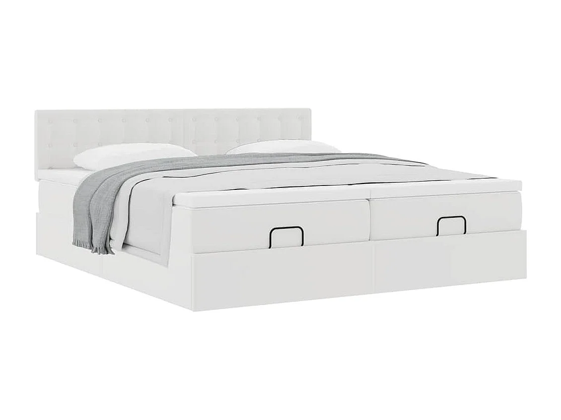 Cadre de lit ottoman avec matelas blanc 180x200 cm similicuir