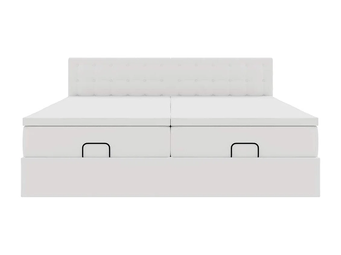 Cadre de lit ottoman avec matelas blanc 180x200 cm similicuir
