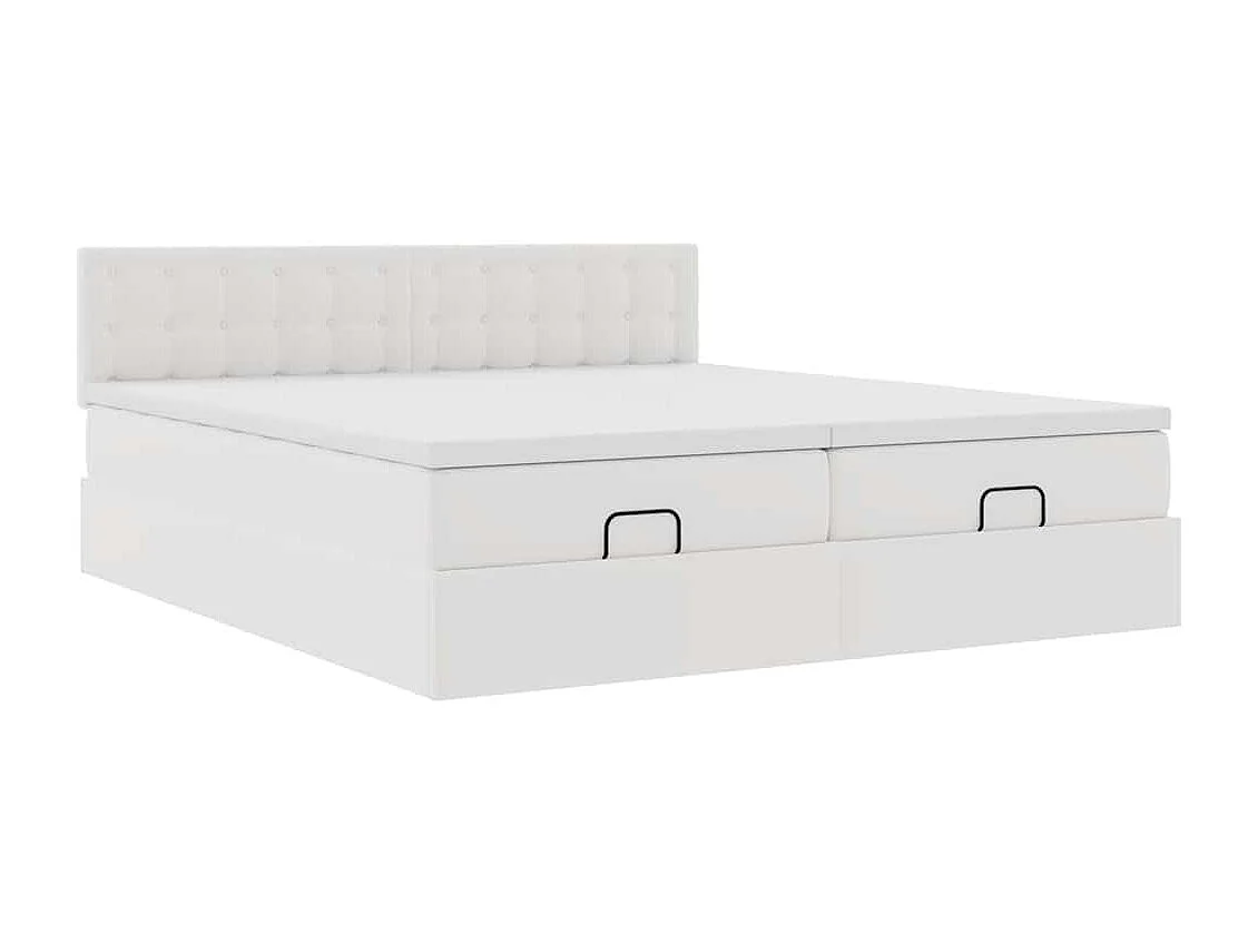 Cadre de lit ottoman avec matelas blanc 180x200 cm similicuir