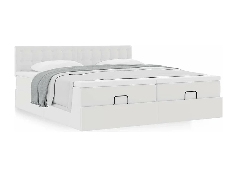 Cadre de lit ottoman avec matelas blanc 180x200 cm similicuir