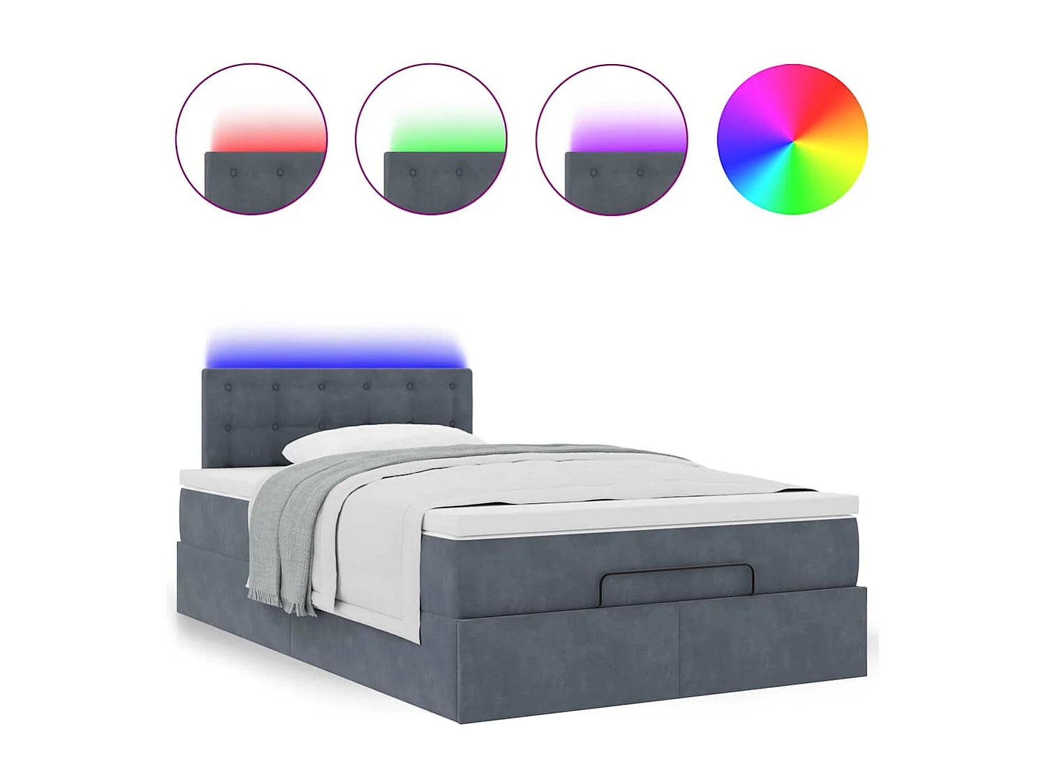 Ottoman bed met matras en LED's 120x200cm fluweel donkergrijs