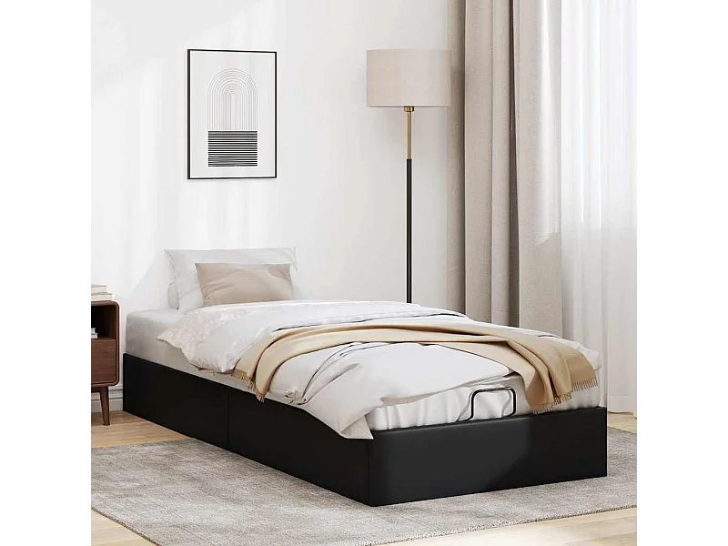 Estructura de cama otomana sin colchón negro 90x190 cm