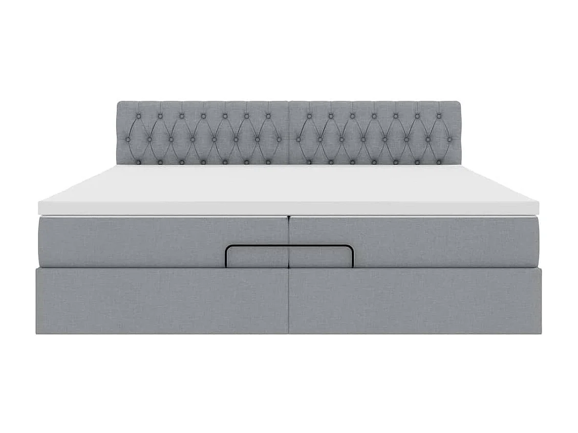 Cadre de lit ottoman avec matelas gris clair 200x200 cm tissu