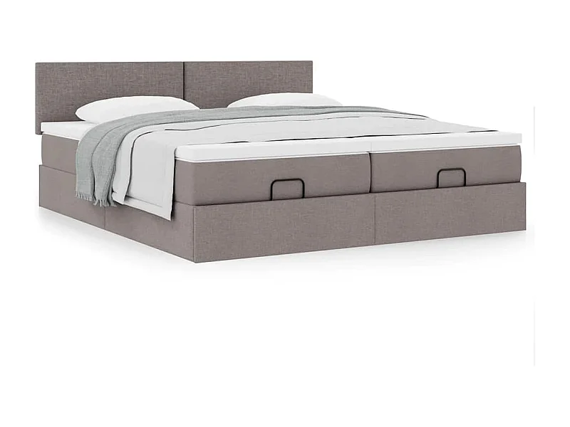 Cadre de lit ottoman avec matelas taupe 200x200cm tissu
