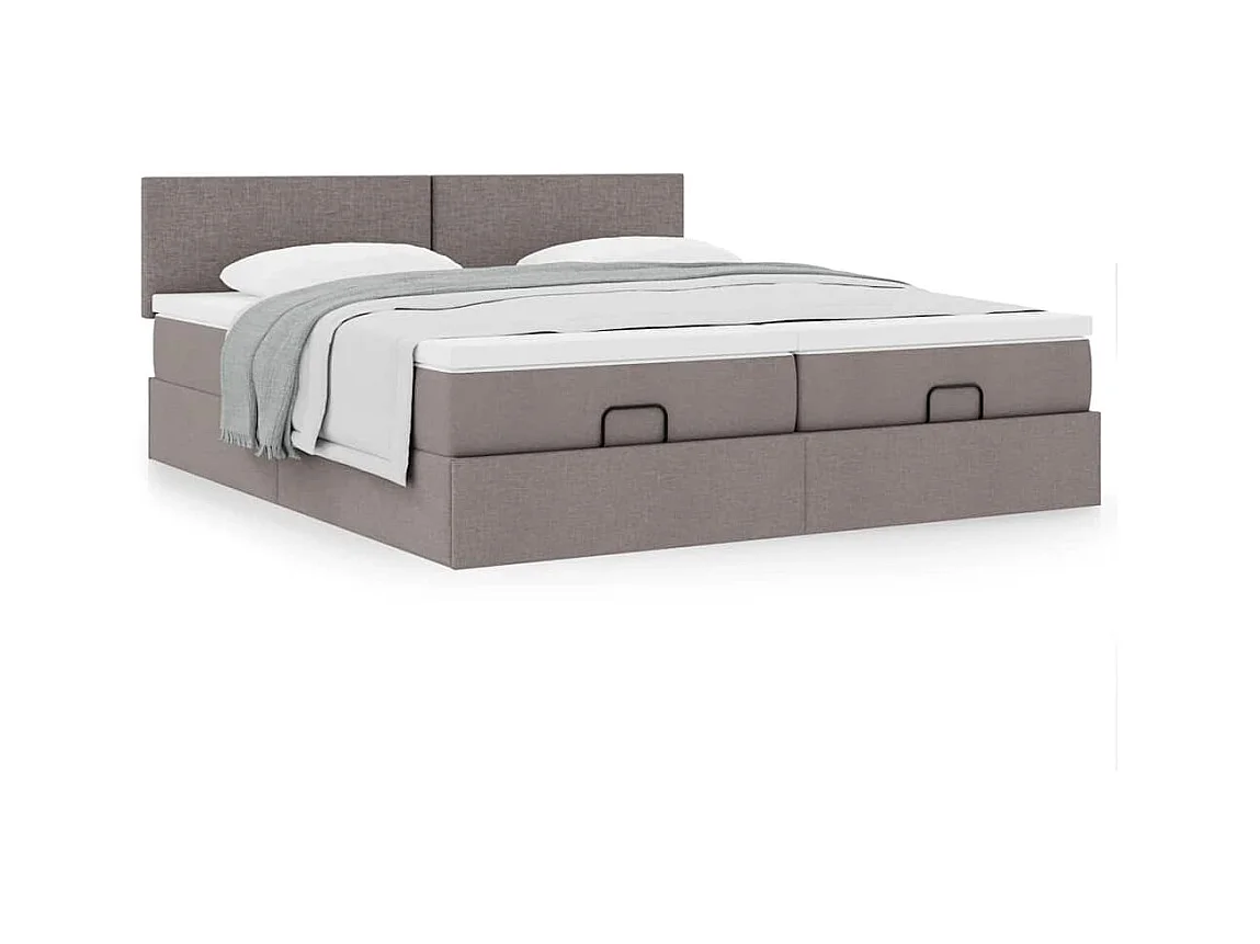 Cadre de lit ottoman avec matelas taupe 200x200cm tissu
