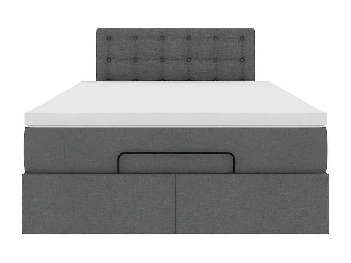 Cadre de lit ottoman avec matelas gris foncé 120x190 cm tissu