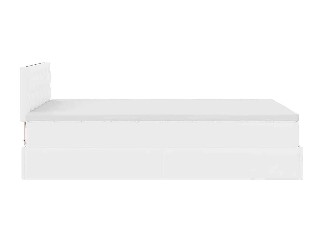Estrutura de cama otomana com colchão branco Couro falso