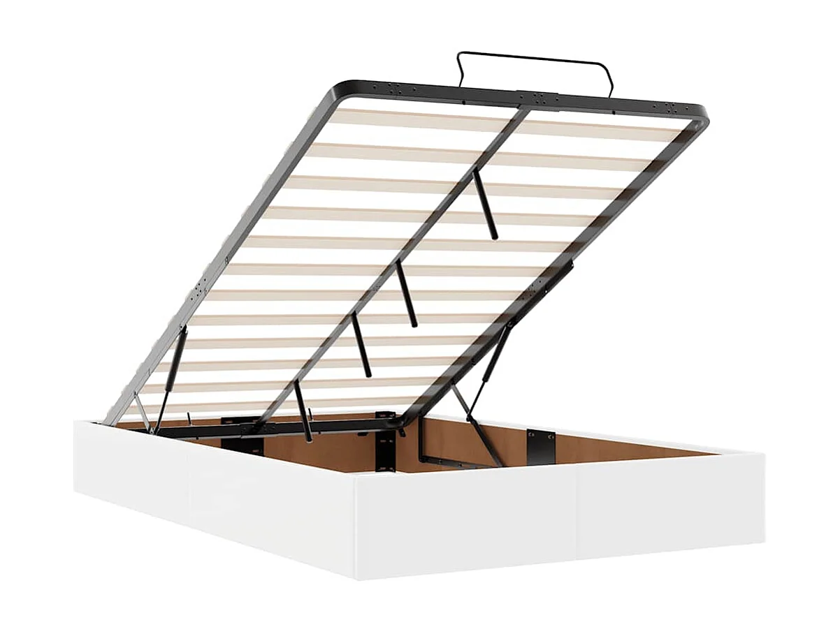 Estrutura de cama otomana com colchão branco Couro falso