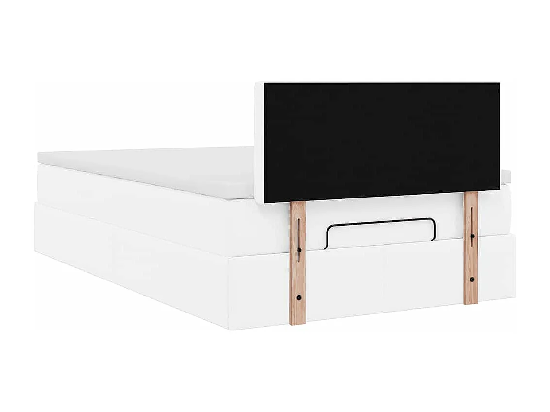 Cadre de lit ottoman avec matelas blanc 120x190 cm similicuir