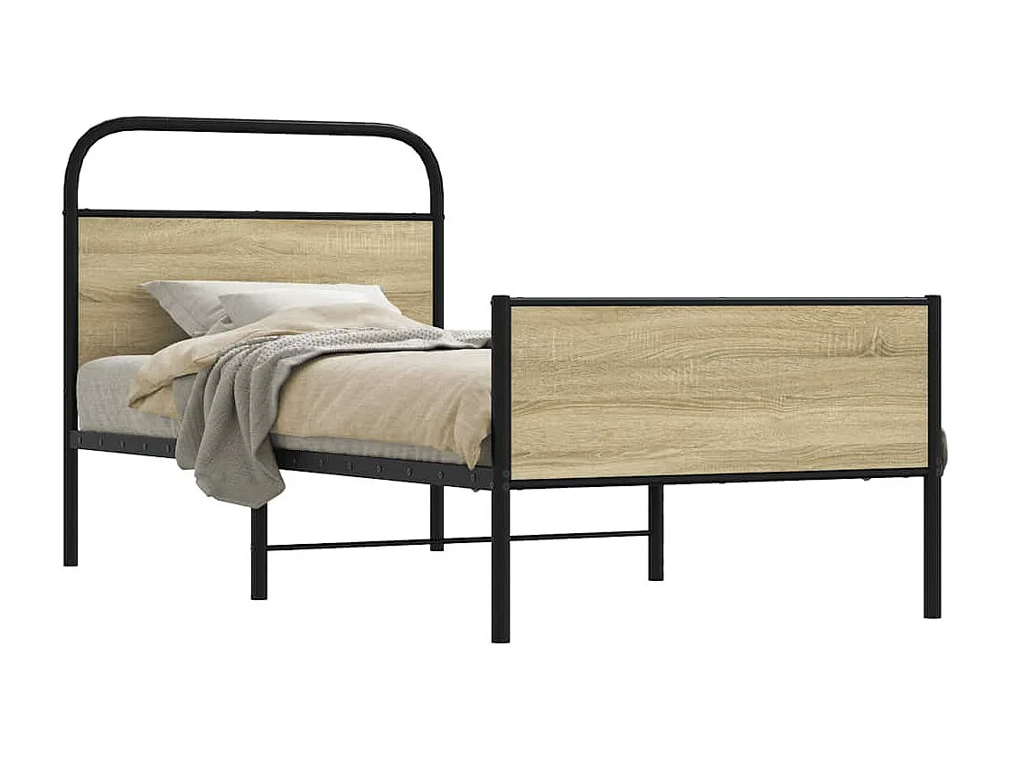Cadre de lit sans matelas 75x190cm chêne sonoma bois ingénierie