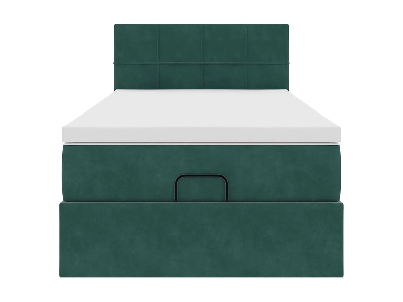 Estructura de cama otomana con colchón terciopelo verde oscuro