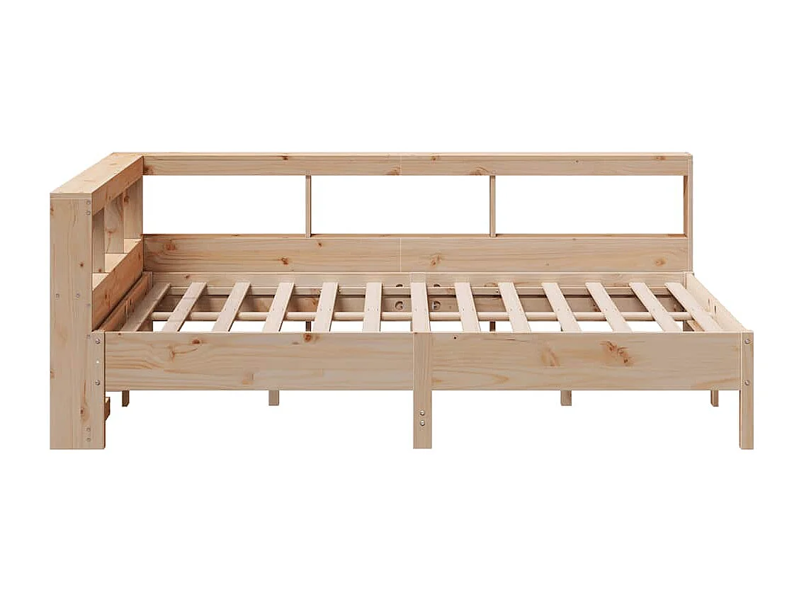 Bed met boekenkast zonder matras massief grenenhout 140x190 cm