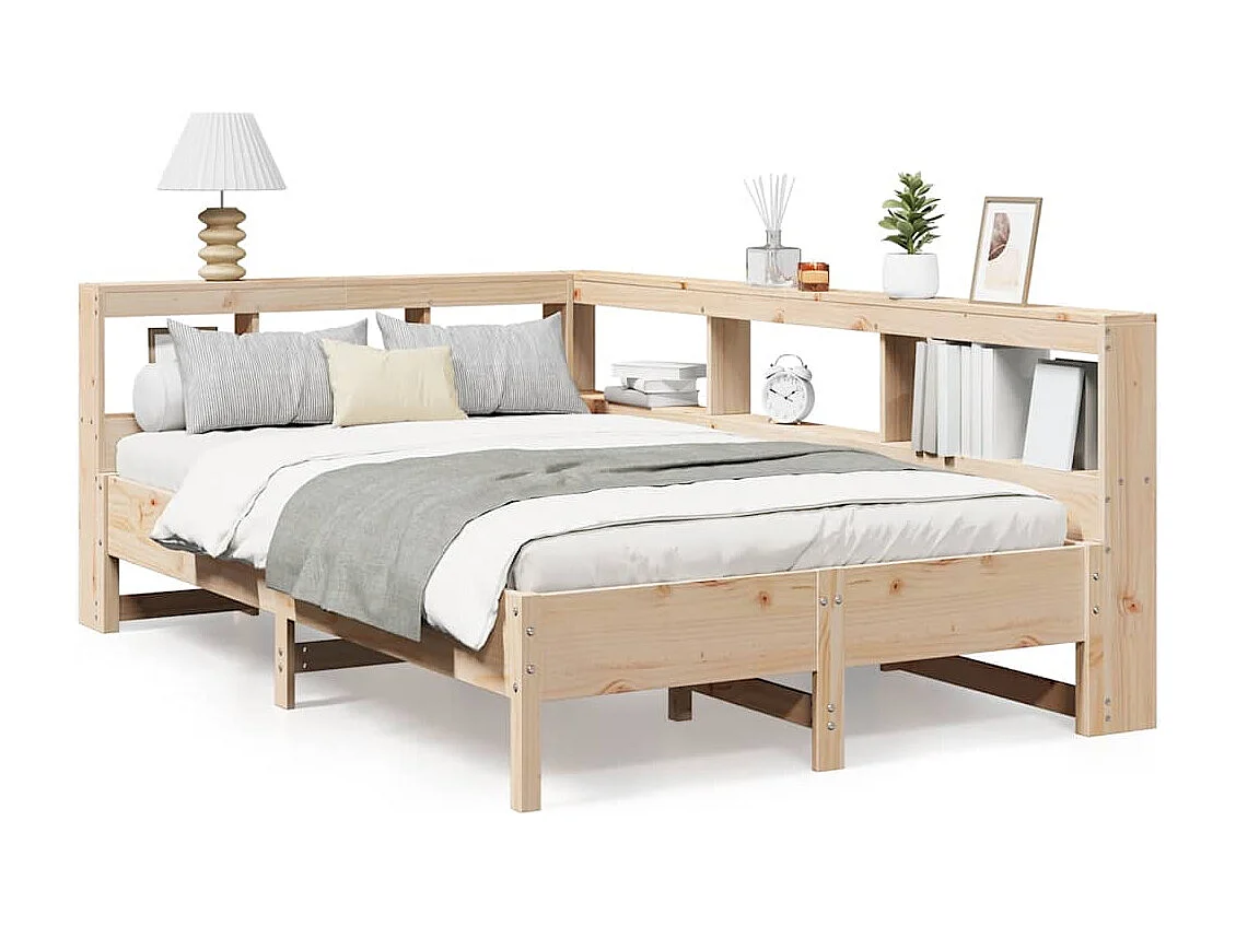 Lit bibliothèque sans matelas 140x190 cm bois de pin massif