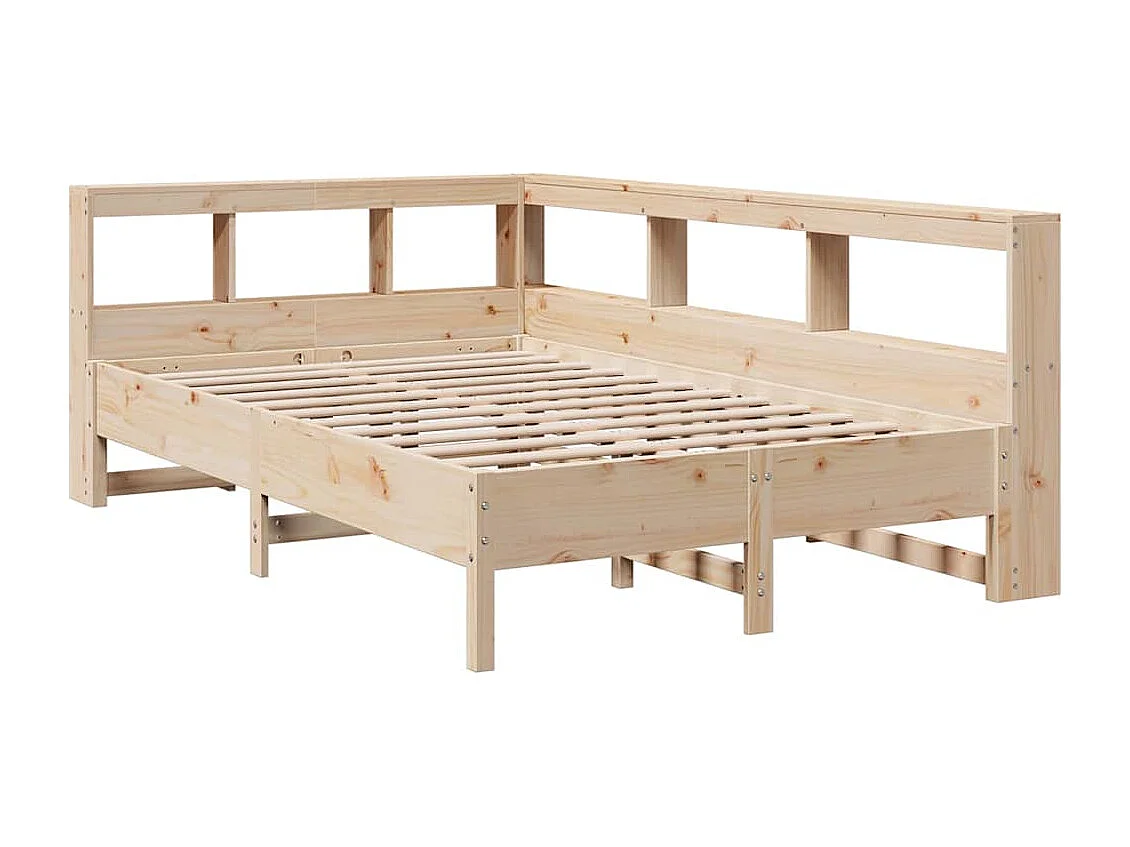 Lit bibliothèque sans matelas 140x190 cm bois de pin massif