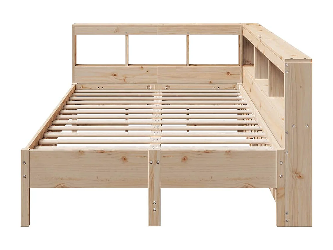 Lit bibliothèque sans matelas 140x190 cm bois de pin massif