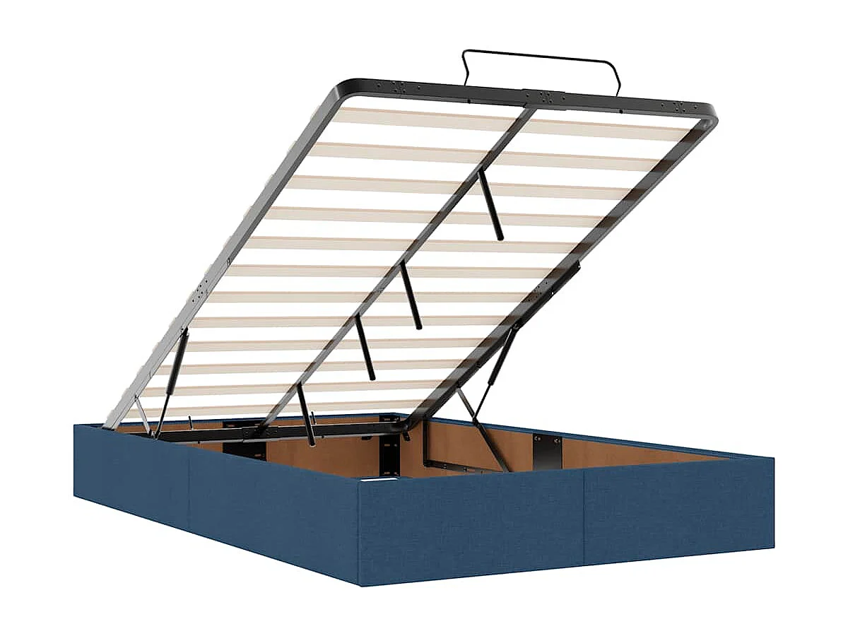 Estrutura de cama otomana com colchão 120x190 cm tecido azul