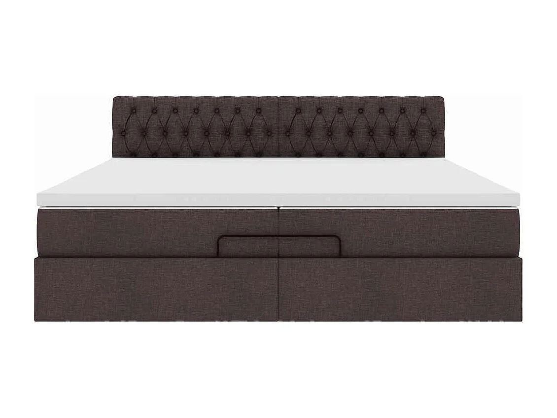 Cadre de lit ottoman avec matelas marron foncé 200x200 cm tissu