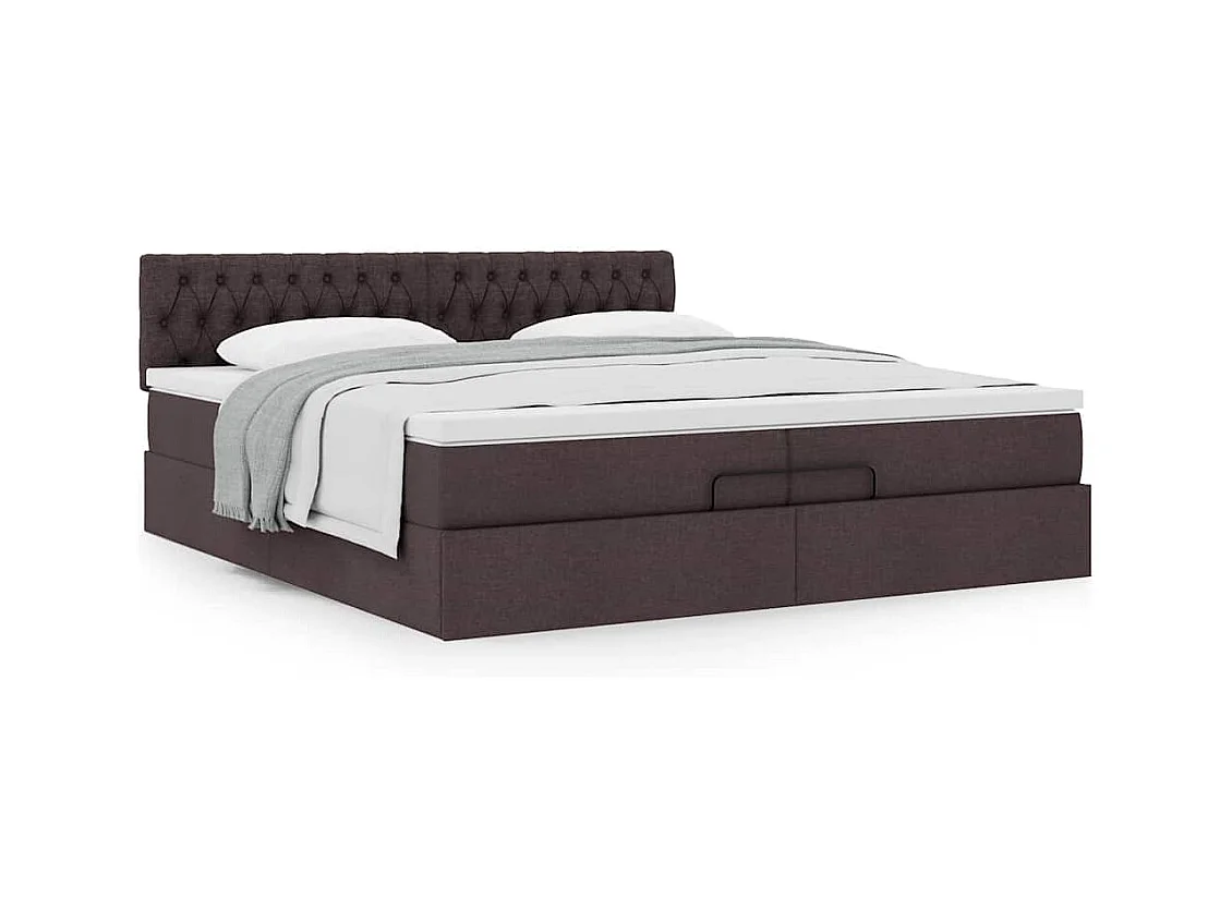 Estrutura de cama otomana com colchão 200x200cm castanho-escuro