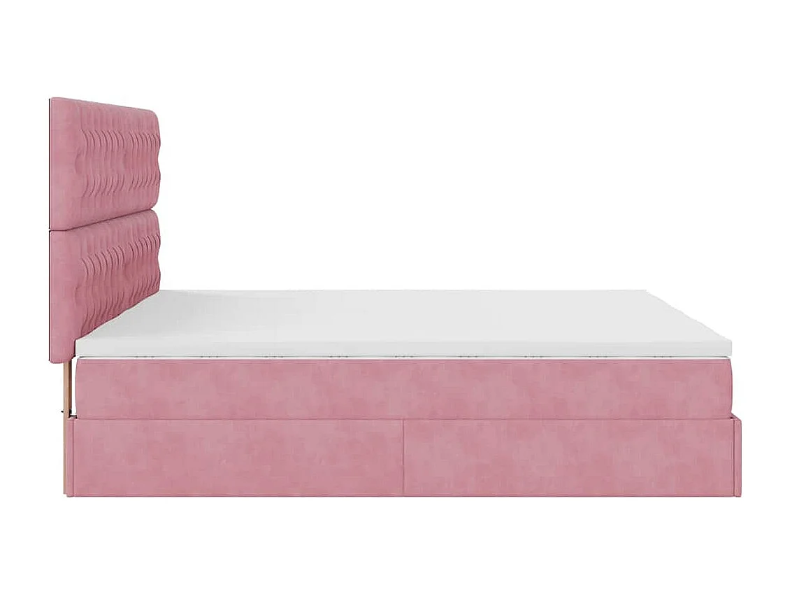 Cadre de lit ottoman avec matelas rose 200x200 cm velours