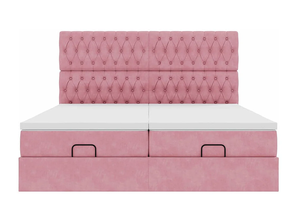 Estructura de cama otomana colchones terciopelo rosa 200x200cm
