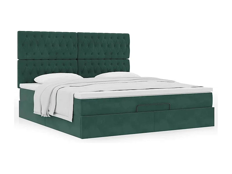 Ottoman bed met matrassen 180x200cm fluweel donkergroen